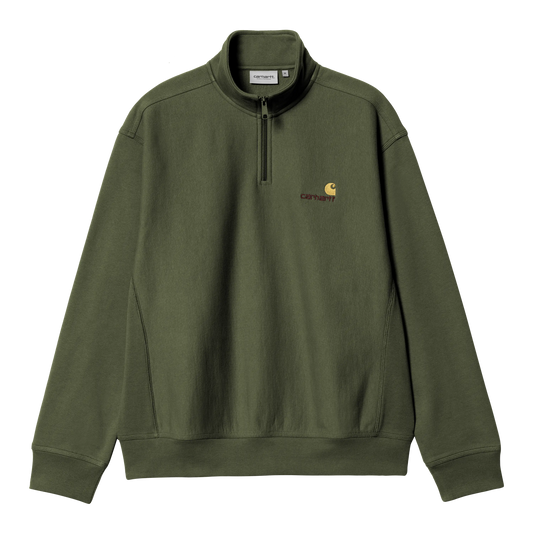 CARHARTT WIP - HALF ZIP AMERICAN SCRIPT SWEAT TARRAGON