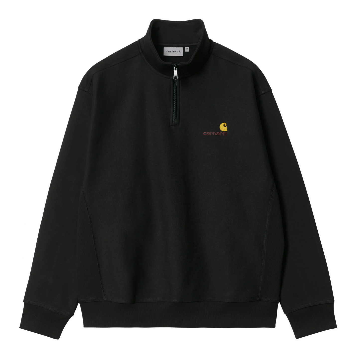 CARHARTT WIP - HALF ZIP AMERICAN SCRIPT SWEAT BLACK