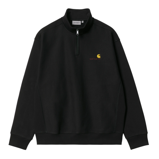 CARHARTT WIP - HALF ZIP AMERICAN SCRIPT SWEAT BLACK