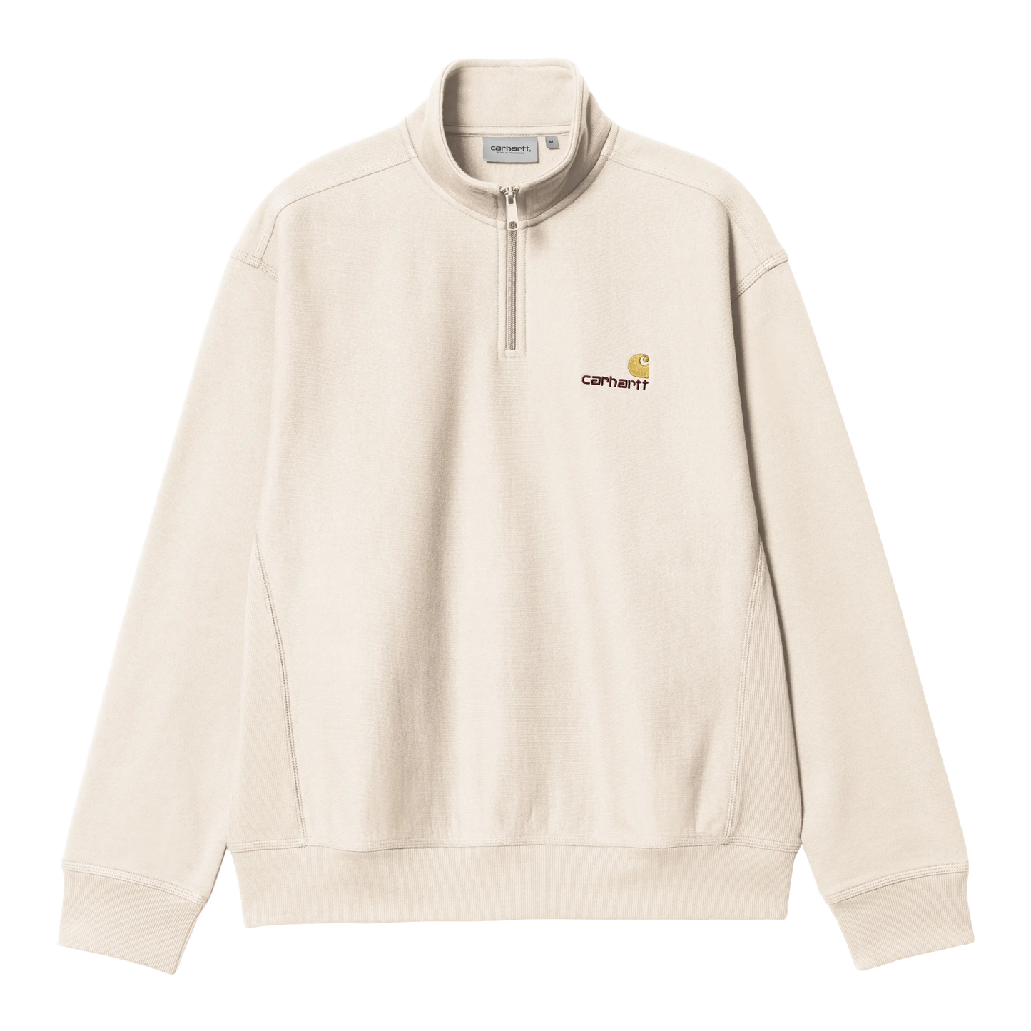 CARHARTT WIP - HALF ZIP AMERICAN SCRIPT SWEAT MOONBEAM