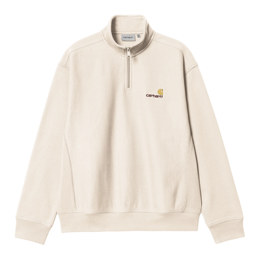 CARHARTT WIP - HALF ZIP AMERICAN SCRIPT SWEAT MOONBEAM